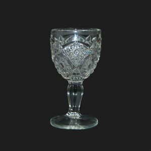 ANTIQUE EAPG CAMBRIDGE CLEAR GLASS BUZZ SAW PATTERN CORDIAL WINE GOBLET 1909 4"